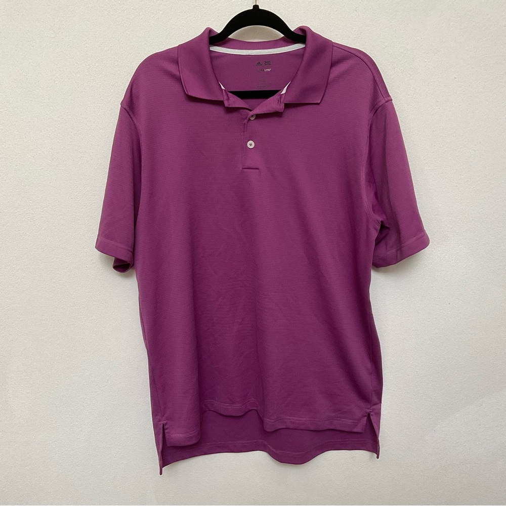Adidas ClimaLite Purple Quick Dry Polo Shirt Size Large Spring Summer Preppy